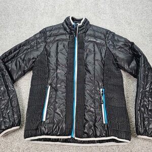HYRA Womens Medium Black Quilted Puffer Jacket Full Zip Down Blend Snowboard Ski
